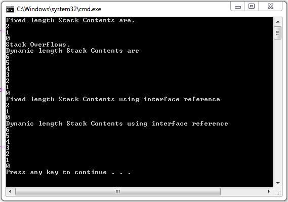 Perform Stack Operation Using Interface Java